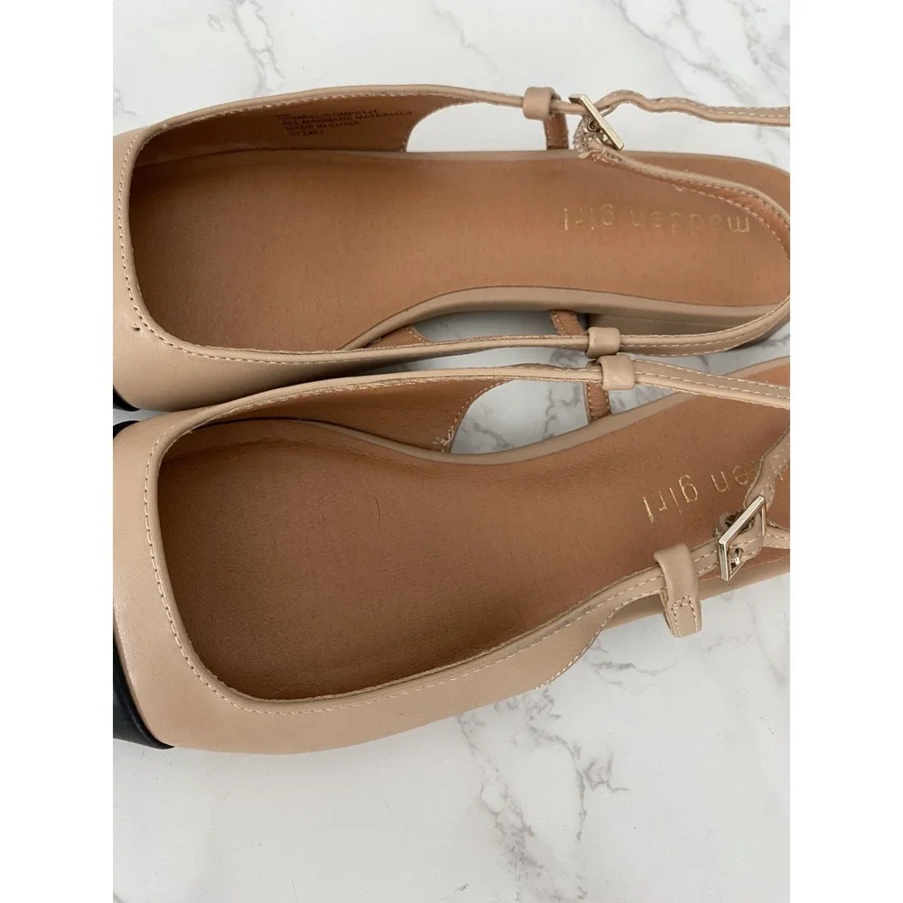 Madden Girl Compel Slingback Shoes Sz 9M Cap Toe Low Heel Classic Preppy